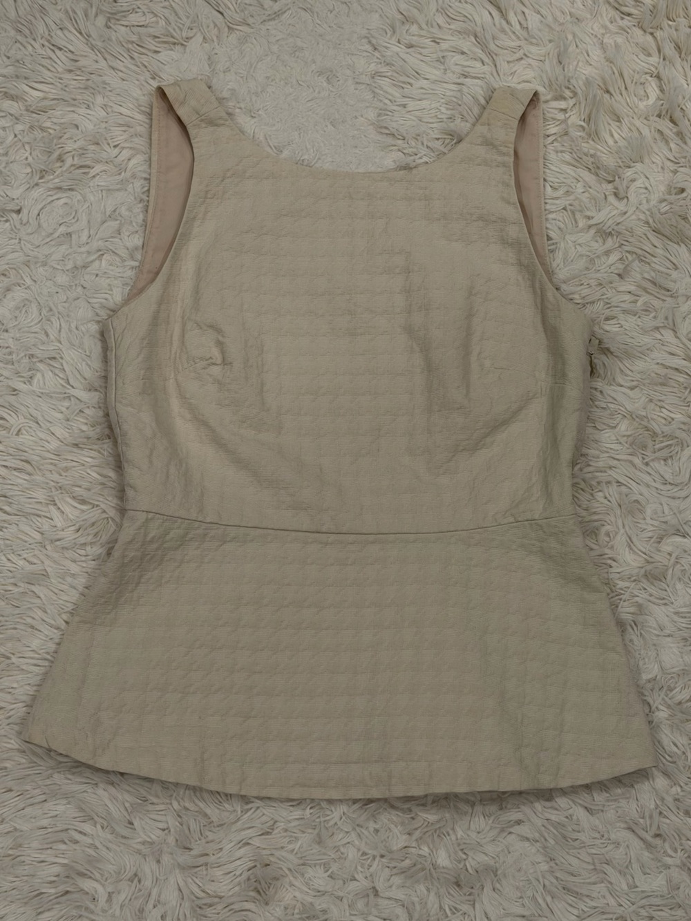 Banana Republic Matelasse Peplum Tank Top Blouse 0P 0 Petite Ivory Sleeveless‎